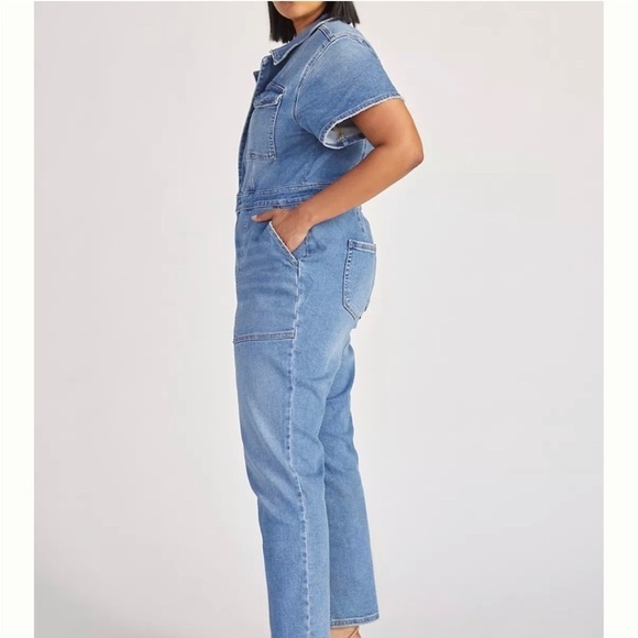 New Good American Fit For Success Jumpsuit in Blue274 Denim Jean Sz 7 - Picture 2 of 14